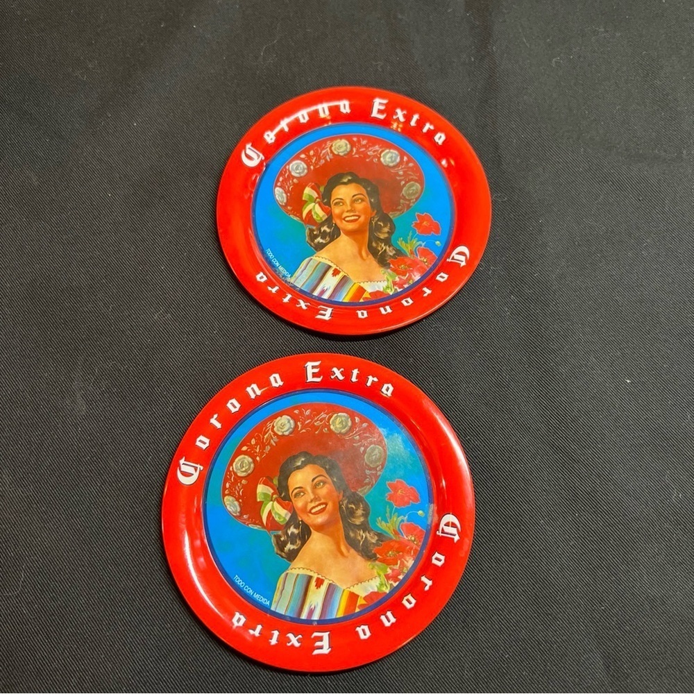 Corona extra vintage metal coasters